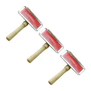 3x Auskin Sheepskin Home Portable Multi Purpose Long Wool Metallic Brush Red