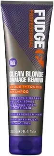 Fudge Professional Clean Blonde Damage Rewind Shampoo, Purple Toning Shampoo, Sulfate Free Shampoo For Blonde Hair, Strengthening Shampoo with OptiPLEX technology, 250ml