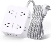 Regleta de enchufes HANYCONY con 8 tomas de corriente, 4 puertos de carga USB (2