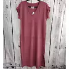 Lou & Grey Mauve SignatureSoft V-Neck Midi Dress Side Splits XS NWT Oversized