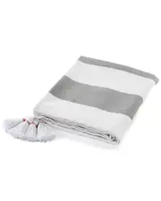 LR Home Light Gray Cabana Striped Throw Blanket With Tassels