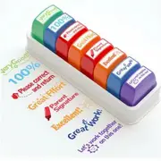 8 Colorful Self-Inking Motivational Teacher Stamps With Inks And Tray For Homework Grading,Encouraging Comments,Feedback Stamps For Classroom