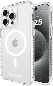 [Pelican] Protector 6.7" Apple iPhone 15 Pro Max Case | Compatible with MagSafe | 16FT MIL-STD Drop Protection | Magnetic Charging Phone Cases for iPhone 15 Pro Max with Anti-Scratch Technology | Clear