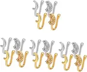 8 Pcs African Faux Nose Cuff Fake Nose Ear Septum Rings Hoop Rhinestone Trim Fake Nose Hoop Moon Decorations Nose Ring Non Pierced Nose Cuffs Alloy Zircon Nose Ornament