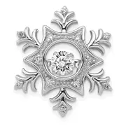 14k White Gold 3/8ct. Vibrant Moving Real Diamond Snowflake Pendant