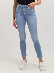 GUESS High-Rise 1981 Skinny Denim Jeans In Mid Wash Size: 30, Spandex