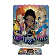 Colorful Painting Three Little Birds and Fairies Shower Curtain