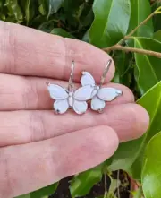 Shell Cameo sterling silver butterfly earring signed hand engraved made in Italy