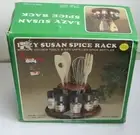 Lazy Susan Spice Rack w/ 4 pc Kitchen Tools 8 pc Unfilled Spice Bottles Justen N