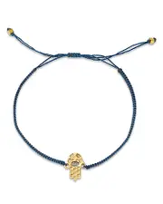Moon & Meadow 14K Yellow Gold Hilo Lab Grown Diamond Hamsa Hand Black String Slider Bracelet