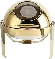Stainless Steel Chafer Buffet Set Gold Catering Food Warmer Alcohol Heater,Portable Round Chafer Server,6L Capacity for Hotels,Restaurants,and Home Buffets