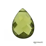 SALE 2 Cubic Zirconia Flat Drop Briolette Beads 12x16mm Olive Green #64536