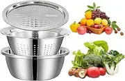 Tuxuseo Colander Set with Strainer Bowl, Colander with Mixing Bowl Set, Vegetable Washing Basket with Large Capacity, Salad Rice Washing Machine, Drain Colander for Drainage of Boiled Pasta