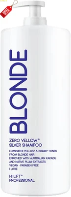 True Blonde Zero Yellow Pure Silver Shampoo 1L Anti-Brass Toning Hair Care