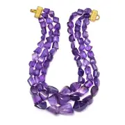 Three Strand Amethyst Beads Necklace,Amethyst Beads Necklace,Amethyst Necklace