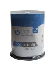 100 HP CD-R CDR White Inkjet Hub Printable Disc 700MB 80Min Spindle Cake Box