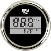 PCECKMZTFZ 8000 RPM Tachometer Boat Car Marine Tacho Gauge with LCD Hourmeter 85mm Tachometer Diesel &Gasoline Engine RPM Gauge 9~32V Speedometer(Digital RPM BS)