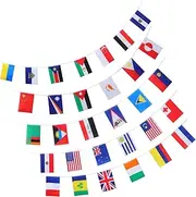 Amosfun 1pc 100 String Foreign Flags Festival Grand International Flags of The World International Flags Pennant World Flag Garland Outdoor Wreath Countries Decorations Polyester Football