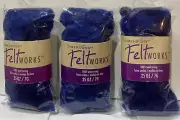 3 PACK Dimensions FeltWorks 100% Wool Blue Curly Roving - Needle Felting Craft