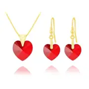 24K Gold Heart Pendant Necklace Jewellery Set Light Siam