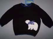 NWT GYMBOREE BLACK POLAR BEAR PULL OVER SWEATER INFANT 12-18 MO