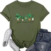 [UNIQUEONE] Just One More Plant Tshirt Gardening Shirts for Women Plants Lover Gifts Tee Casual Top