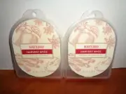 Lot of 2 Burts Bees Harvest Spice Scented Simmering Natural Soy Wax Melts 4oz Ea