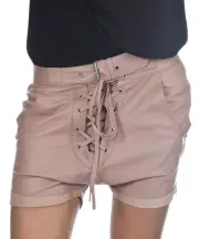 NEW ONE TEASPOON LEATHER LACE UP SHORTS S M 4 6 8 10 $270 WOMEN PINK BLACK