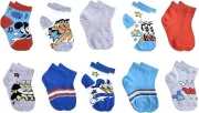 MICKEY MOUSE & DONALD DUCK DISNEY 10-Pack Quarter Socks Ages 1-3 (Shoe Size 4-7)