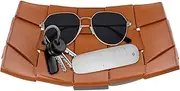 [NEMTMCUA] Valet Tray 9" L x 9" W x 2.3" H PU Leather Key Holder Bowl,Reversible Valet Tray Organizer,Waterproof Desk Organizer Tray,Wear Resistant Catchall Tray for Wallet Keys Jewelry(Brown Black Background)