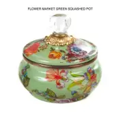 Mackenzie Squashed Pot Green Flower Market Childs Canister New