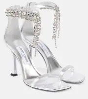 [Jimmy Choo] Jimmy Choo Verity 100 embellished leather sandals AU 3 silver