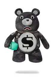 Sprayground Money Bear Plush Teddy BackpackBest Kids Camo Gray Boys Girls
