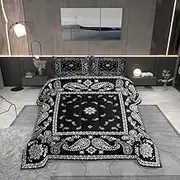 Castle Fairy Paisley Flower Comforter Set King Size,Boho Traditional Datura Lotus Down Alternative Adults Bedroom Decor,Modern Fashion Geometry Ultra Soft Microfiber Inner Fill 3Pcs Bedding