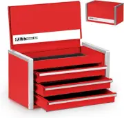 P.I.T. Mini Red Tool Box, Portable 3 Drawer Steel Stackable 3 drawer,