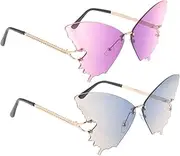 [WESIEVYA] 2Pcs Vintage Butterfly Sunglasses for Women Fun Gradient Color Oversized Shades for Parties Beaches Gatherings Stylish for Friends Family