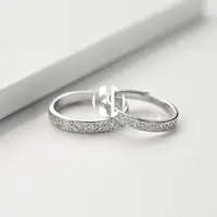 在飛比找樂天市場購物網優惠-戒指 情侶對戒銀戒指一對女情侶款