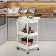CostwayKitchen Storage Trolley Cart with 3-Tier Shelves-White