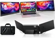 14"Triple Laptop Screen Extender–1080P FHD Portable Monitor for 13"–16.5"Laptops