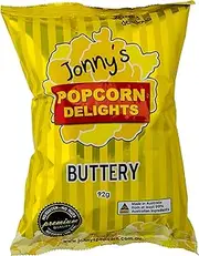 Jonny's Popcorn Delights - Buttery Wholegrain Popcorn, 92 g (Pack of 12)