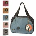New Chala Bowling Zip Tote Large Bag Indigo Blue Pleather Coin Purse gift HORSE