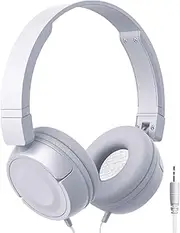 Laser Wired On-Ear Headphones Comfortable Cushioned Earpads, Adjustable Headband, Foldable & Compact Design, Grey, Wide Compatible with All 3.5mm Devices - Ideal for Home, Travel and Gaming Headset