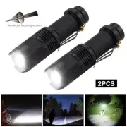 2PCS Portable LED White Light Flashlight Zoom Torch Adjustable Focus for Hunting