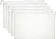 uxcell A4 Mesh Zipper Pouch Bags, 5 PCS Mesh Bags with Zipper Plastic Storage Pocket for Organizing File Beads Office Home Supplies, 34x24cm, White