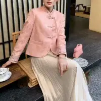 在飛比找Yahoo!奇摩拍賣優惠-新中式女裝國風白色上衣女2024早春新款高級感唐裝盤扣高端短
