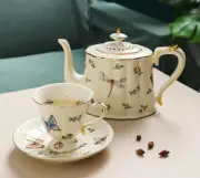 European Style Tea Cup Saucer Kattle Set Dragonfly Print Ceramic Teapot Set Gift