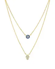 Aqua Double Strand Hamsa Pendant Necklace in 14K Gold-Plated Sterling Silver or Sterling Silver, 14-16 - Exclusive