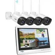 Hiseeu 8WK-12V-4HB315 5MP 8CH Wireless Security Camera System Kit with 12 inch LCD Monitor Smart Home WiFi Color Night V