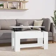 Lift Top Coffee Table: High Gloss White Engineered Wood Living Room Furniture with Storage, Coffee Desk and Dining Table 101x49x52cm