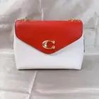 Coach C6786 Tammie Shoulder Bag In Colorblock In Gold/Chalk Electric Red Multi